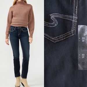 Silver Suki Straight Dark Wash Jeans 33 x 31 NWT